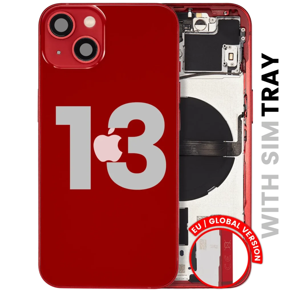 Back Housing W/ Small Parts For iPhone 13 (EU / Global Version) (Used OEM Pull: Grade B) (Red)