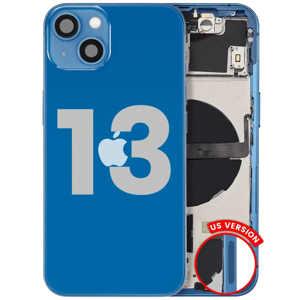 Back Housing W/ Small Parts For iPhone 13 (US Version) (Used OEM Pull: Grade A) (Blue)