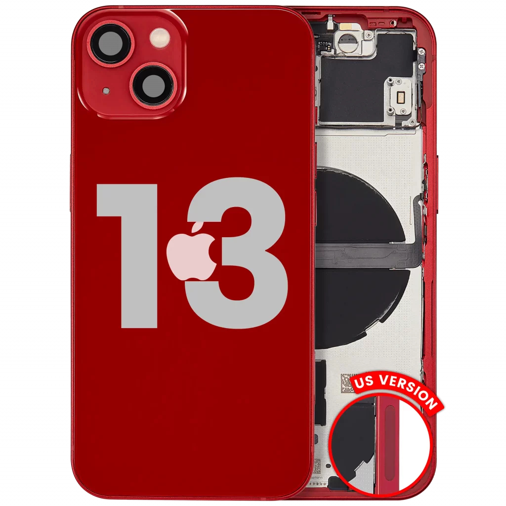 Back Housing W/ Small Parts For iPhone 13 (US Version) (Used OEM Pull: Grade A) (Red)