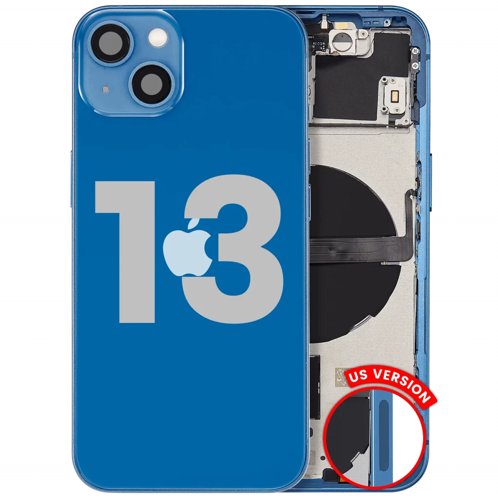 Back Housing W/ Small Parts For iPhone 13 (US Version) (Used OEM Pull: Grade C) (Blue)