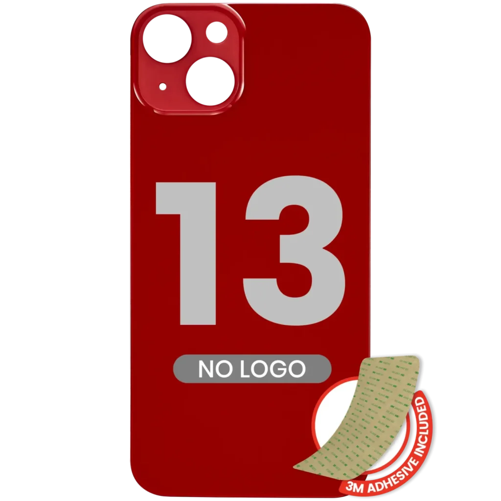 Back Glass With 3M Adhesive For iPhone 13 (No Logo / Large Camera Hole) (Red)