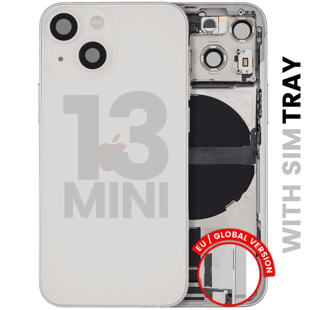 Back Housing W/ Charging Port Flex & Small Parts For iPhone 13 Mini (EU / Global Version) (Used OEM Pull: Grade C) (Starlight)