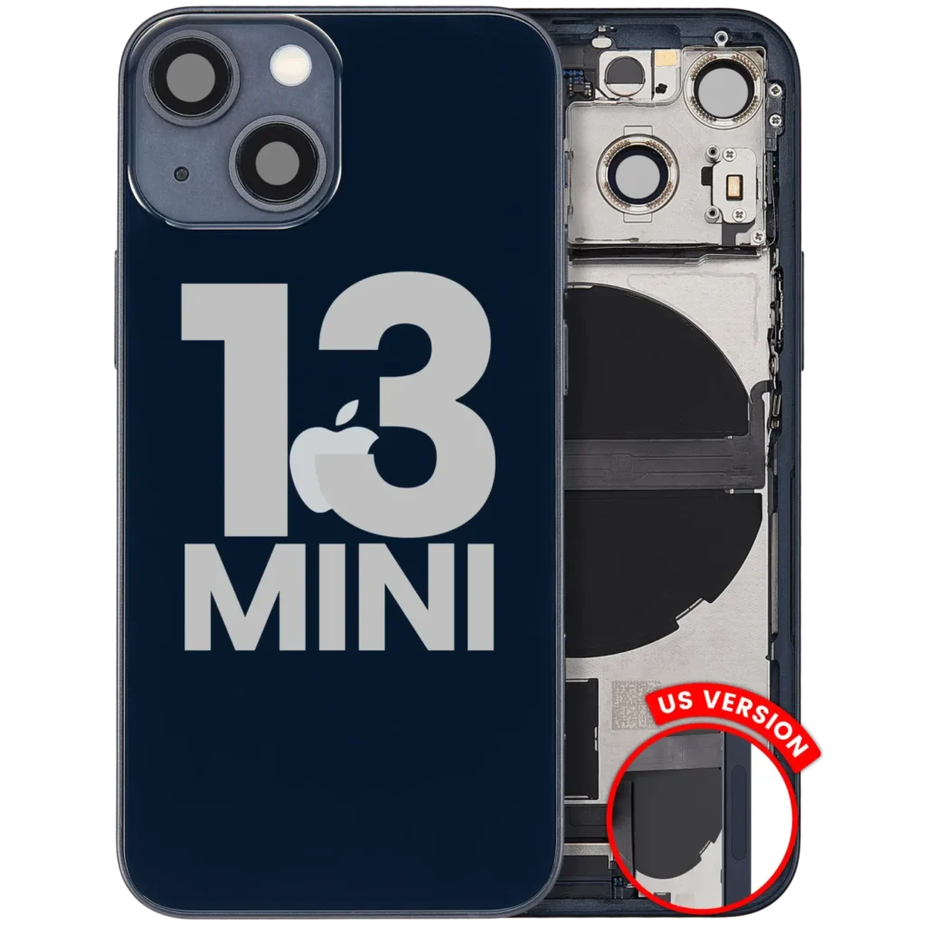 Back Housing W/ Charging Port Flex & Small Parts For iPhone 13 Mini (US Version) (Used OEM Pull: Grade B) (Midnight)