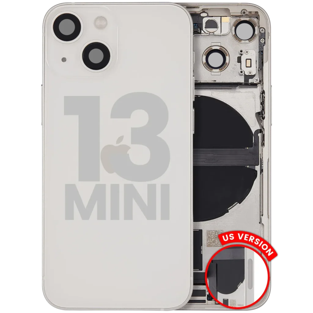 Back Housing W/ Charging Port Flex & Small Parts For iPhone 13 Mini (US Version) (Used OEM Pull: Grade B) (Starlight)