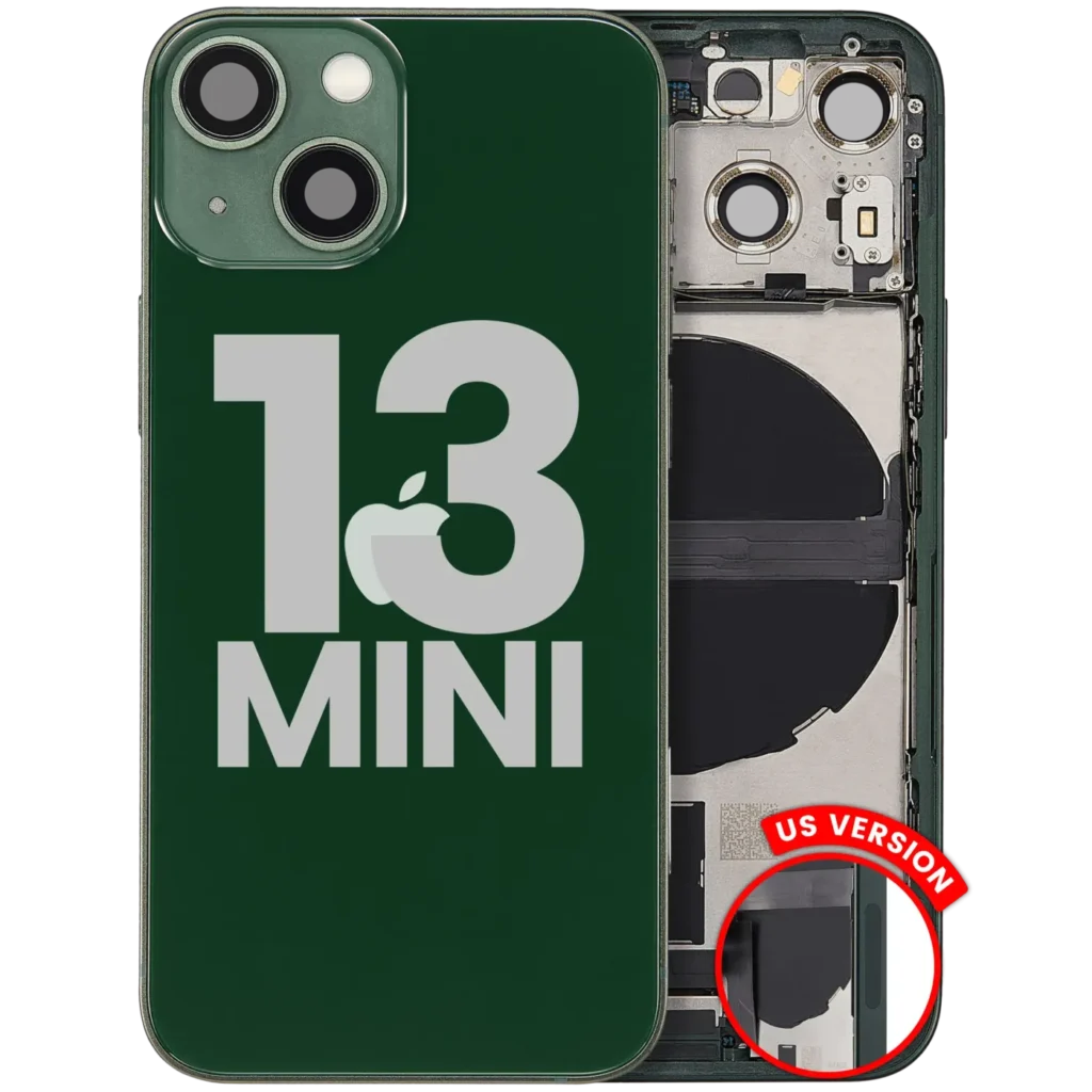 Back Housing W/ Charging Port Flex & Small Parts For iPhone 13 Mini (US Version) (Used OEM Pull: Grade C) (Green)