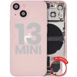 Back Housing W/ Charging Port Flex & Small Parts For iPhone 13 Mini (US Version) (Used OEM Pull: Grade C) (Pink)