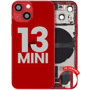 Back Housing W/ Charging Port Flex & Small Parts For iPhone 13 Mini (US Version) (Used OEM Pull: Grade C) (Red)