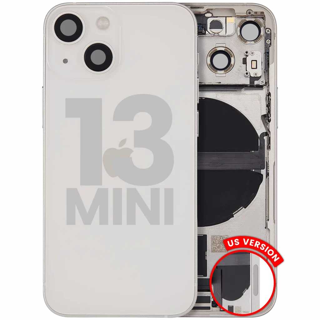 Back Housing W/ Charging Port Flex & Small Parts For iPhone 13 Mini (US Version) (Used OEM Pull: Grade C) (Starlight)