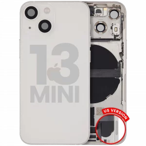 Back Housing W/ Charging Port Flex & Small Parts For iPhone 13 Mini (US Version) (Used OEM Pull: Grade C) (Starlight)