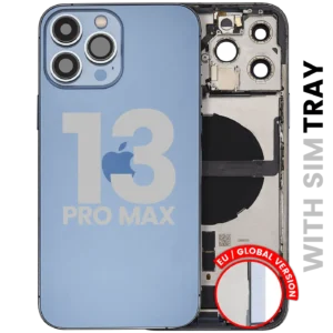Back Housing W/ Charging Port Flex & Small Parts For iPhone 13 Pro Max (EU / Global Version) (Used OEM Pull: Grade A) (Sierra Blue)