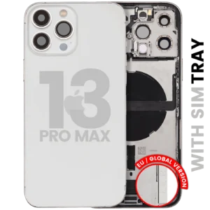 Back Housing W/ Charging Port Flex & Small Parts For iPhone 13 Pro Max (EU / Global Version) (Used OEM Pull: Grade A) (Silver)