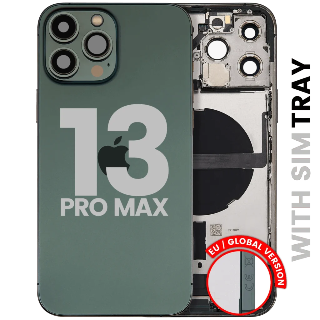 Back Housing W/ Charging Port Flex & Small Parts For iPhone 13 Pro Max (EU / Global Version) (Used OEM Pull: Grade B) (Alpine Green)