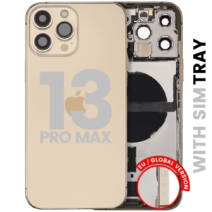 Back Housing W/ Charging Port Flex & Small Parts For iPhone 13 Pro Max (EU / Global Version) (Used OEM Pull: Grade B) (Gold)