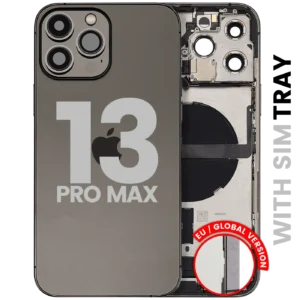 Back Housing W/ Charging Port Flex & Small Parts For iPhone 13 Pro Max (EU / Global Version) (Used OEM Pull: Grade B) (Graphite)