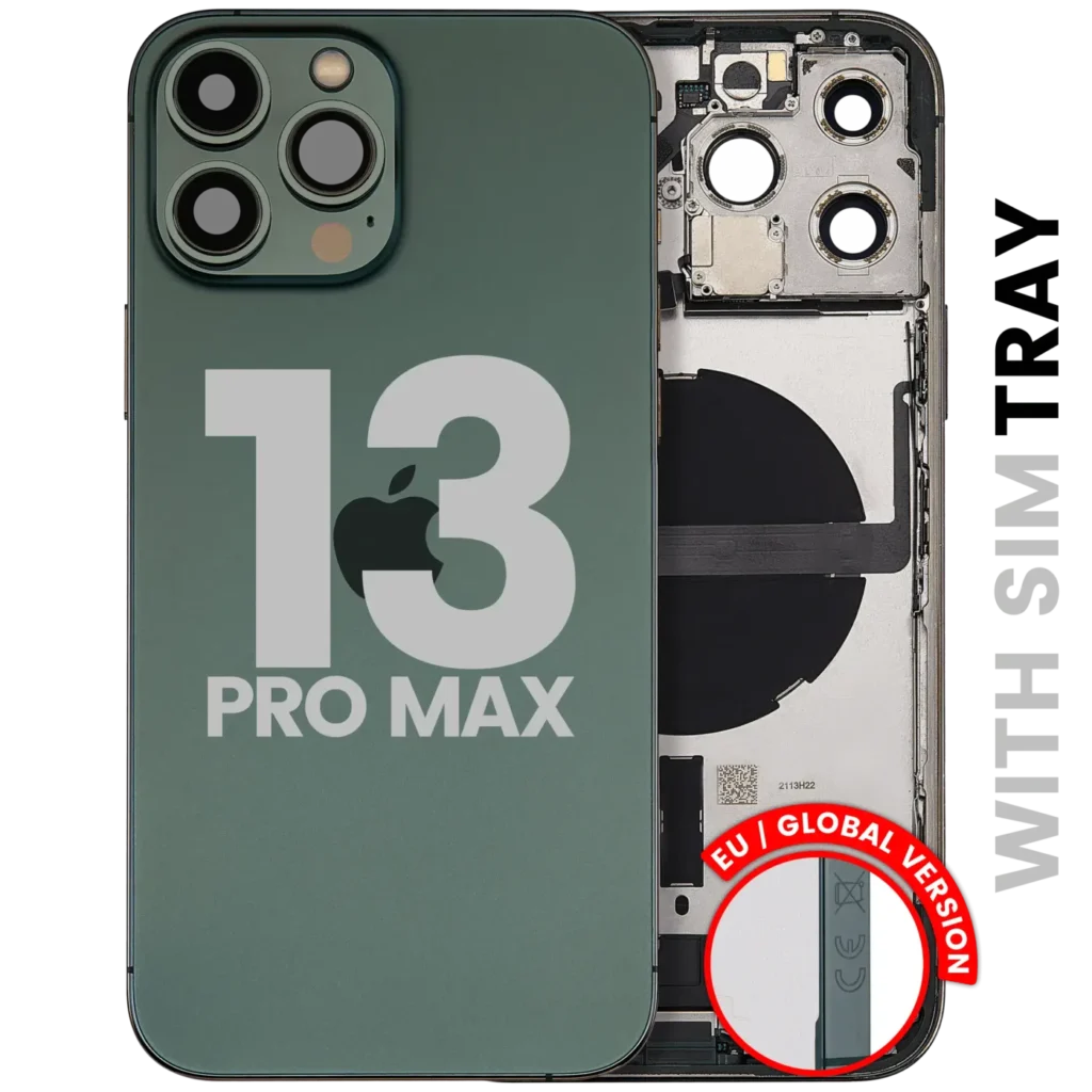 Back Housing W/ Charging Port Flex & Small Parts For iPhone 13 Pro Max (EU / Global Version) (Used OEM Pull: Grade C) (Alpine Green)