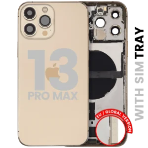 Back Housing W/ Charging Port Flex & Small Parts For iPhone 13 Pro Max (EU / Global Version) (Used OEM Pull: Grade C) (Gold)