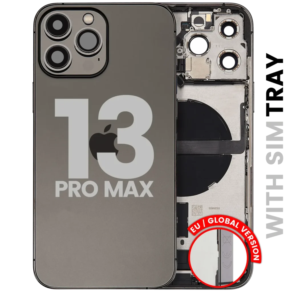 Back Housing W/ Charging Port Flex & Small Parts For iPhone 13 Pro Max (EU / Global Version) (Used OEM Pull: Grade C) (Graphite)