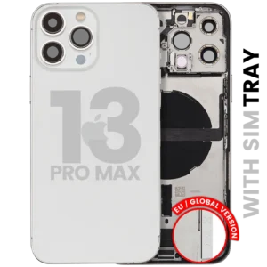 Back Housing W/ Charging Port Flex & Small Parts For iPhone 13 Pro Max (EU / Global Version) (Used OEM Pull: Grade C) (Silver)