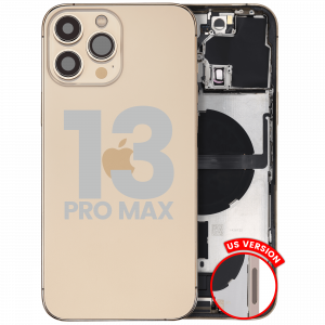 Back Housing W/ Charging Port Flex & Small Parts For iPhone 13 Pro Max (US Version) (Used OEM Pull: Grade A) (Gold)