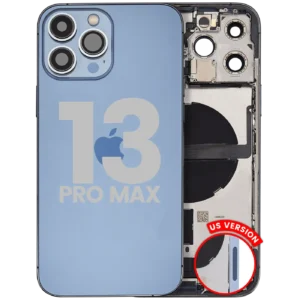 Back Housing W/ Charging Port Flex & Small Parts For iPhone 13 Pro Max (US Version) (Used OEM Pull: Grade A) (Sierra Blue)