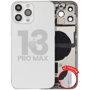 Back Housing W/ Charging Port Flex & Small Parts For iPhone 13 Pro Max (US Version) (Used OEM Pull: Grade A) (Silver)