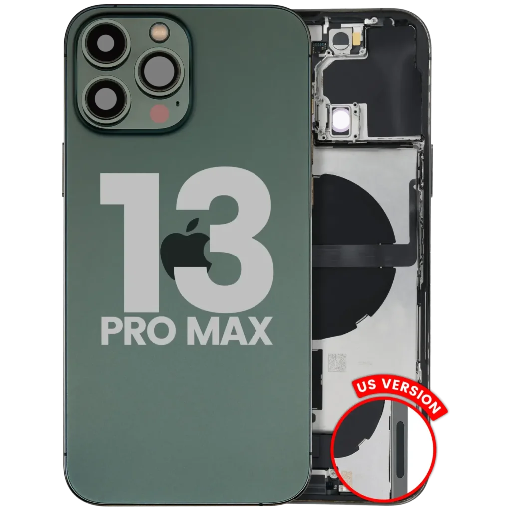 Back Housing W/ Charging Port Flex & Small Parts For iPhone 13 Pro Max (US Version) (Used OEM Pull: Grade C) (Alpine Green)