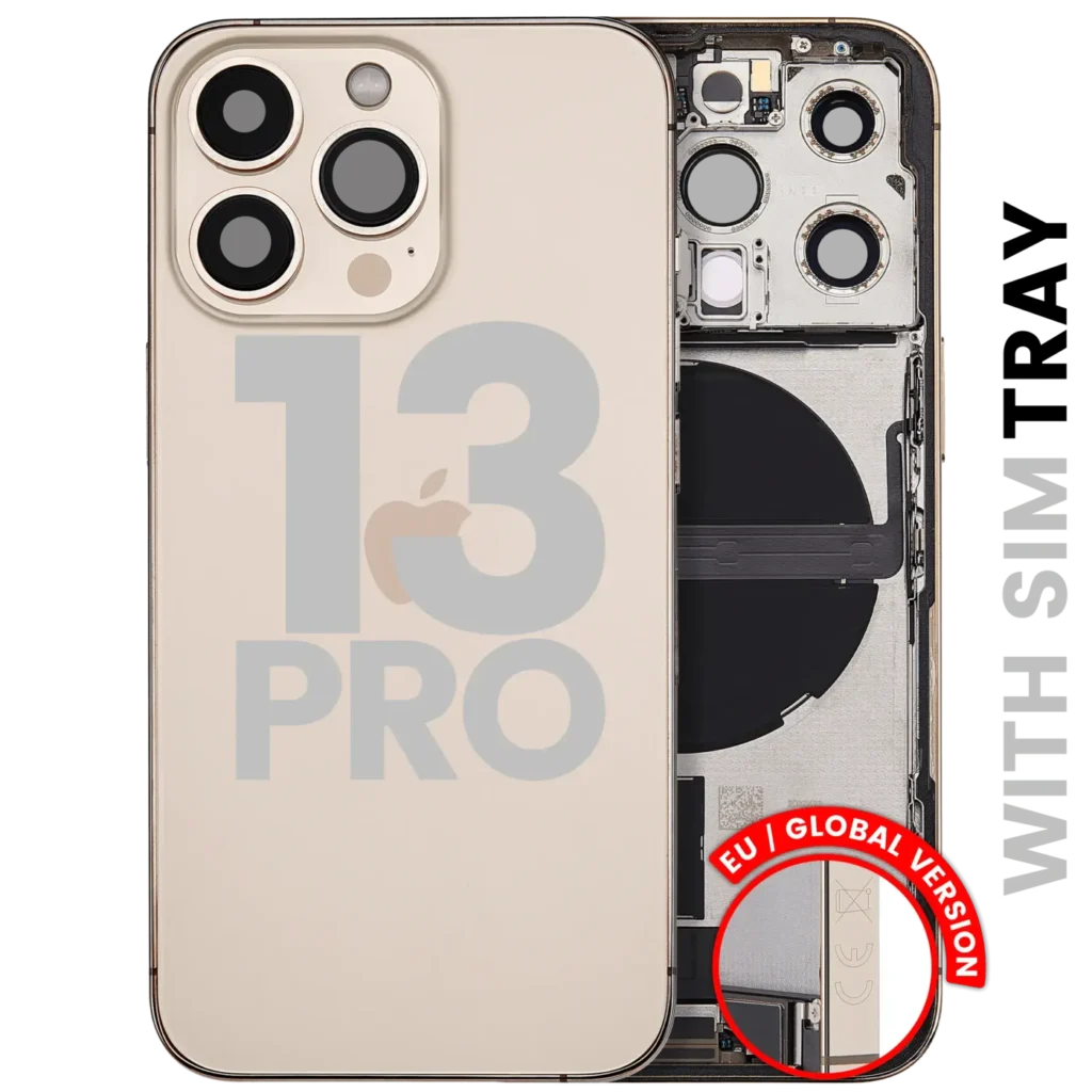 Back Housing W/ Charging Port Flex & Small Parts For iPhone 13 Pro (EU / Global Version) (Used OEM Pull: Grade A) (Gold)