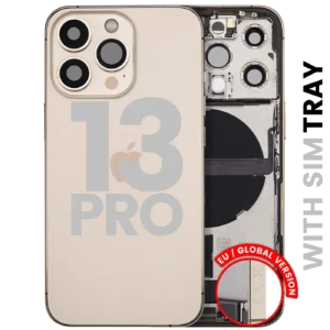 Back Housing W/ Charging Port Flex & Small Parts For iPhone 13 Pro (EU / Global Version) (Used OEM Pull: Grade A) (Gold)
