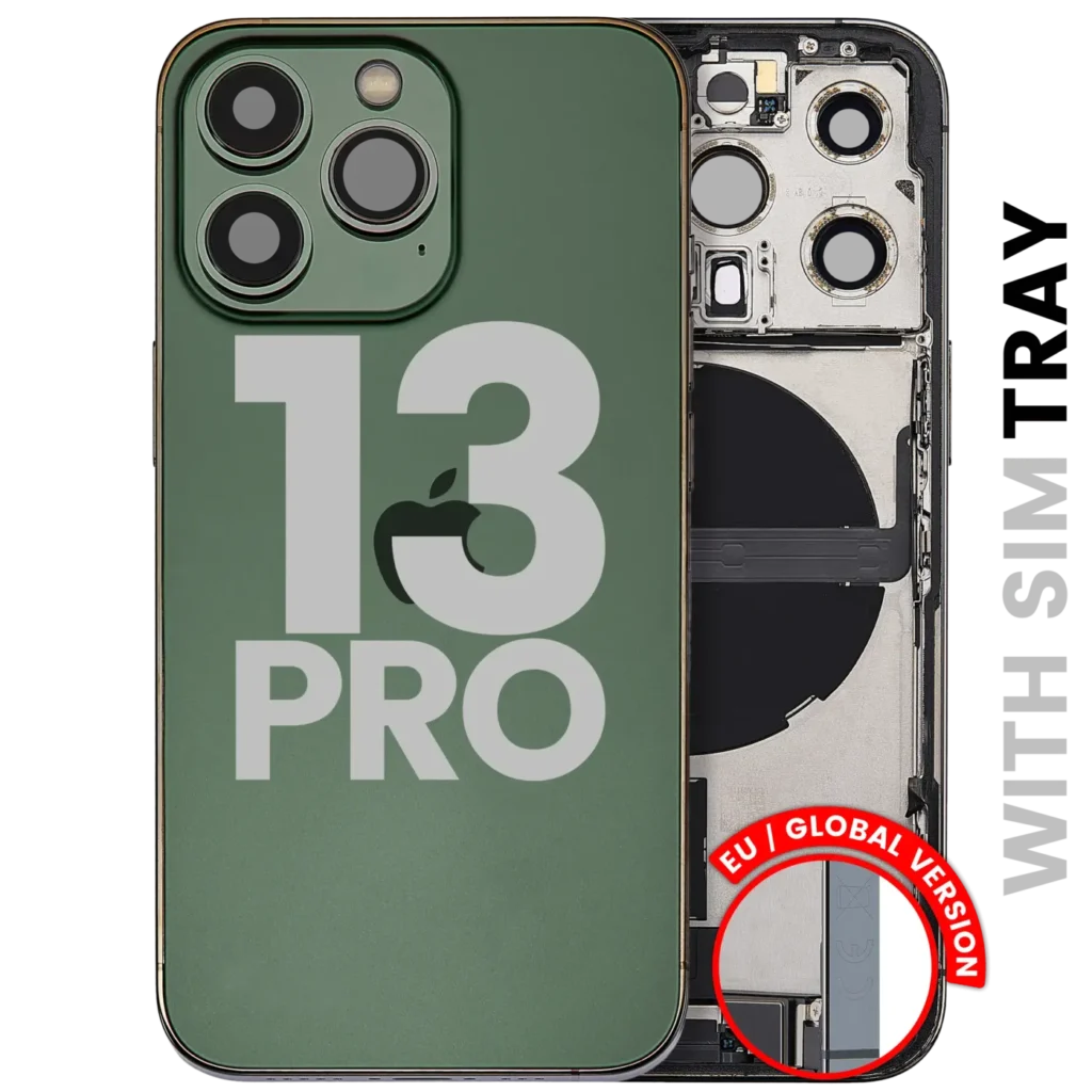 Back Housing W/ Charging Port Flex & Small Parts For iPhone 13 Pro (EU / Global Version) (Used OEM Pull: Grade B) (Alpine Green)