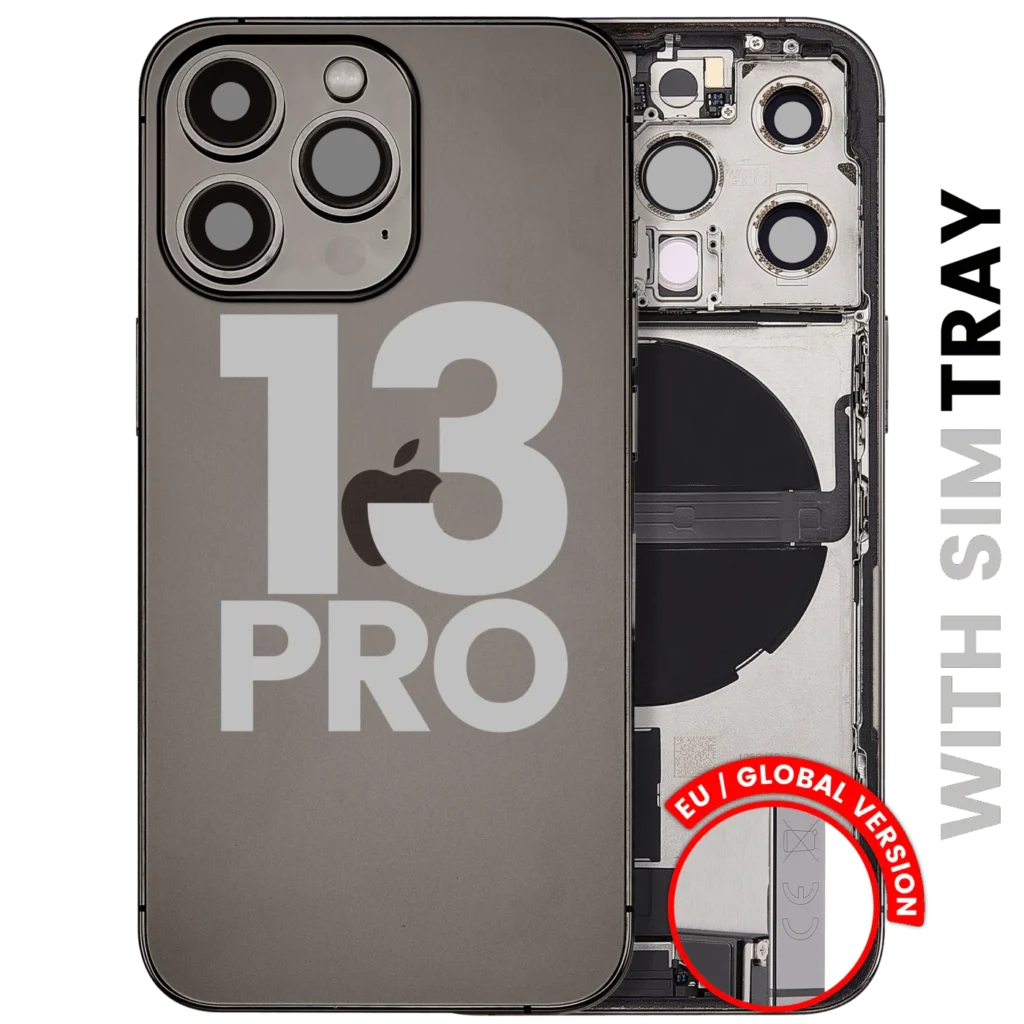 Back Housing W/ Charging Port Flex & Small Parts For iPhone 13 Pro (EU / Global Version) (Used OEM Pull: Grade B) (Graphite)