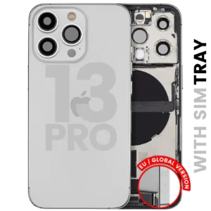 Back Housing W/ Charging Port Flex & Small Parts For iPhone 13 Pro (EU / Global Version) (Used OEM Pull: Grade B) (Silver)