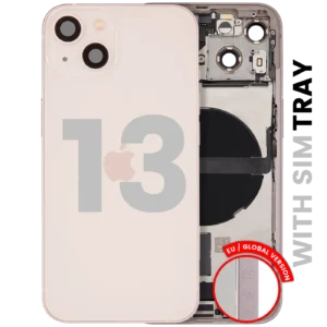 Back Housing W/ Charging Port Flex & Small Parts For iPhone 13 (EU / Global Version) (Used OEM Pull: Grade A) (Pink)