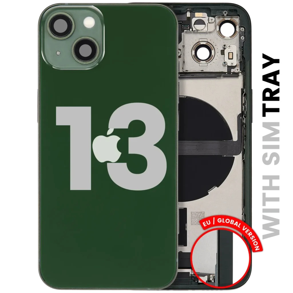 Back Housing W/ Charging Port Flex & Small Parts For iPhone 13 (EU / Global Version) (Used OEM Pull: Grade B) (Green)