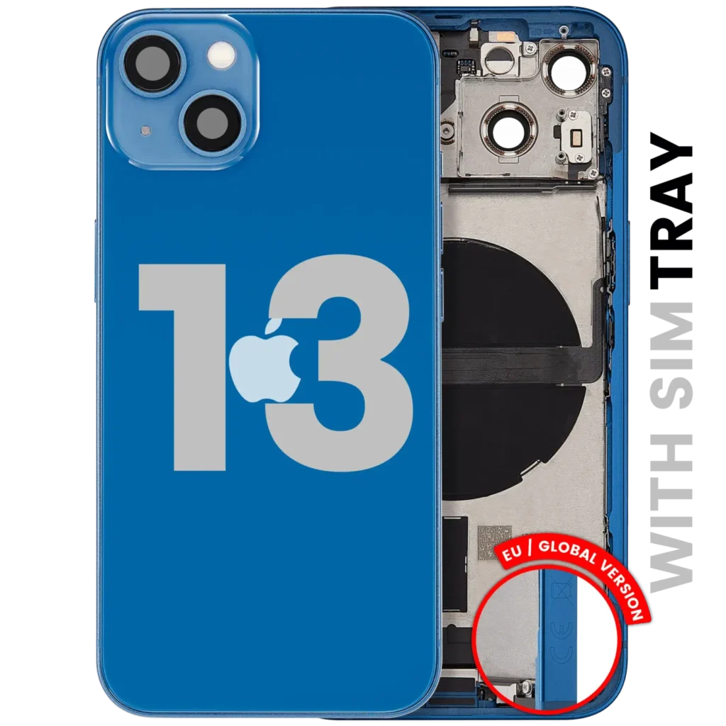 Back Housing W/ Charging Port Flex & Small Parts For iPhone 13 (EU / Global Version) (Used OEM Pull: Grade C) (Blue)