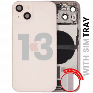 Back Housing W/ Charging Port Flex & Small Parts For iPhone 13 (EU / Global Version) (Used OEM Pull: Grade C) (Pink)