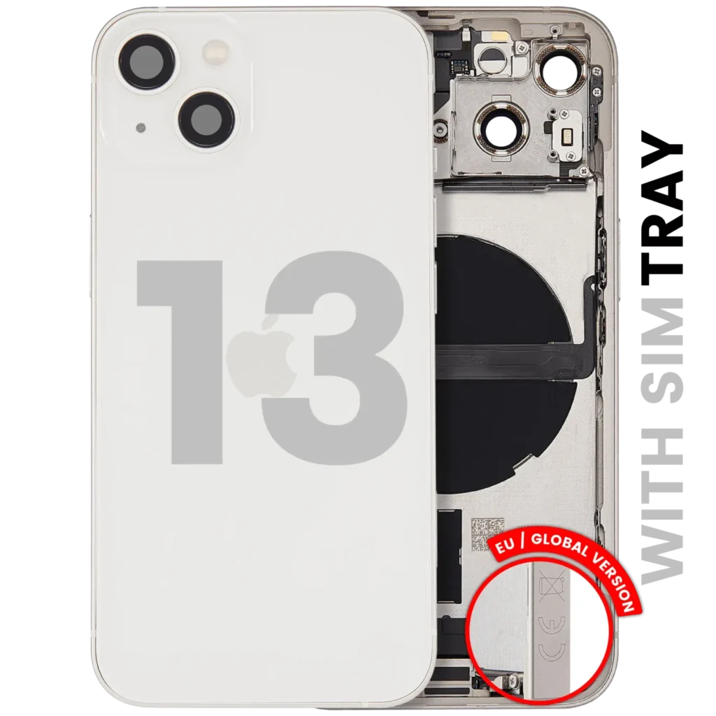 Back Housing W/ Charging Port Flex & Small Parts For iPhone 13 (EU / Global Version) (Used OEM Pull: Grade C) (Starlight)
