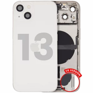 Back Housing W/ Charging Port Flex & Small Parts For iPhone 13 (US Version) (Used OEM Pull: Grade A) (Starlight)