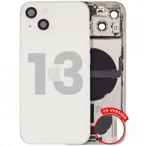 Back Housing W/ Charging Port Flex & Small Parts For iPhone 13 (US Version) (Used OEM Pull: Grade B) (Starlight)