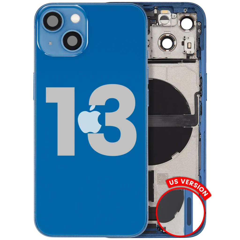 Back Housing W/ Charging Port Flex & Small Parts For iPhone 13 (US Version) (Used OEM Pull: Grade C) (Blue)