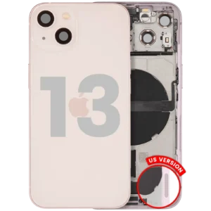 Back Housing W/ Charging Port Flex & Small Parts For iPhone 13 (US Version) (Used OEM Pull: Grade C) (Pink)