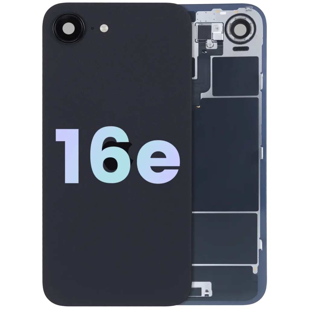 Back Glass w/ Wireless NFC Charging Flex & Flashlight Flex For iPhone 16e (Service Pack) (Black)