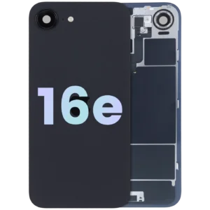 Back Glass w/ Wireless NFC Charging Flex & Flashlight Flex For iPhone 16e (Service Pack) (Black)