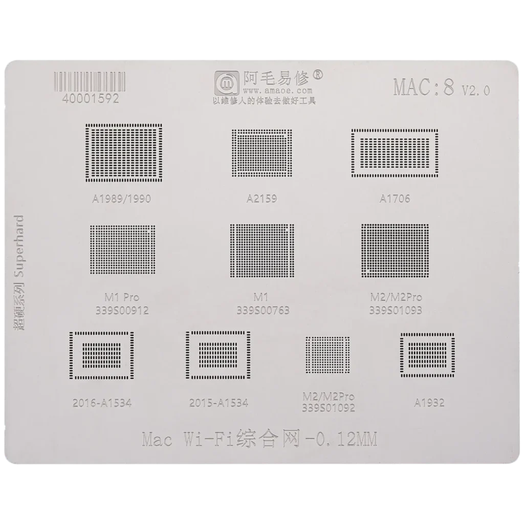 WiFi Stencil For MacBook (A1989 / A1990 / A2159 / A1706 / A1534, 2015-2016 / A1932) (MAC 8)