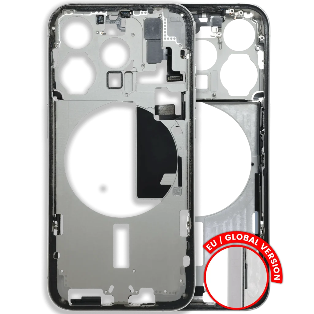 Mid-Frame Housing W/ Small Parts For iPhone 15 Pro (EU / Global Version) (Used OEM Pull: Grade C) (White Titanium)
