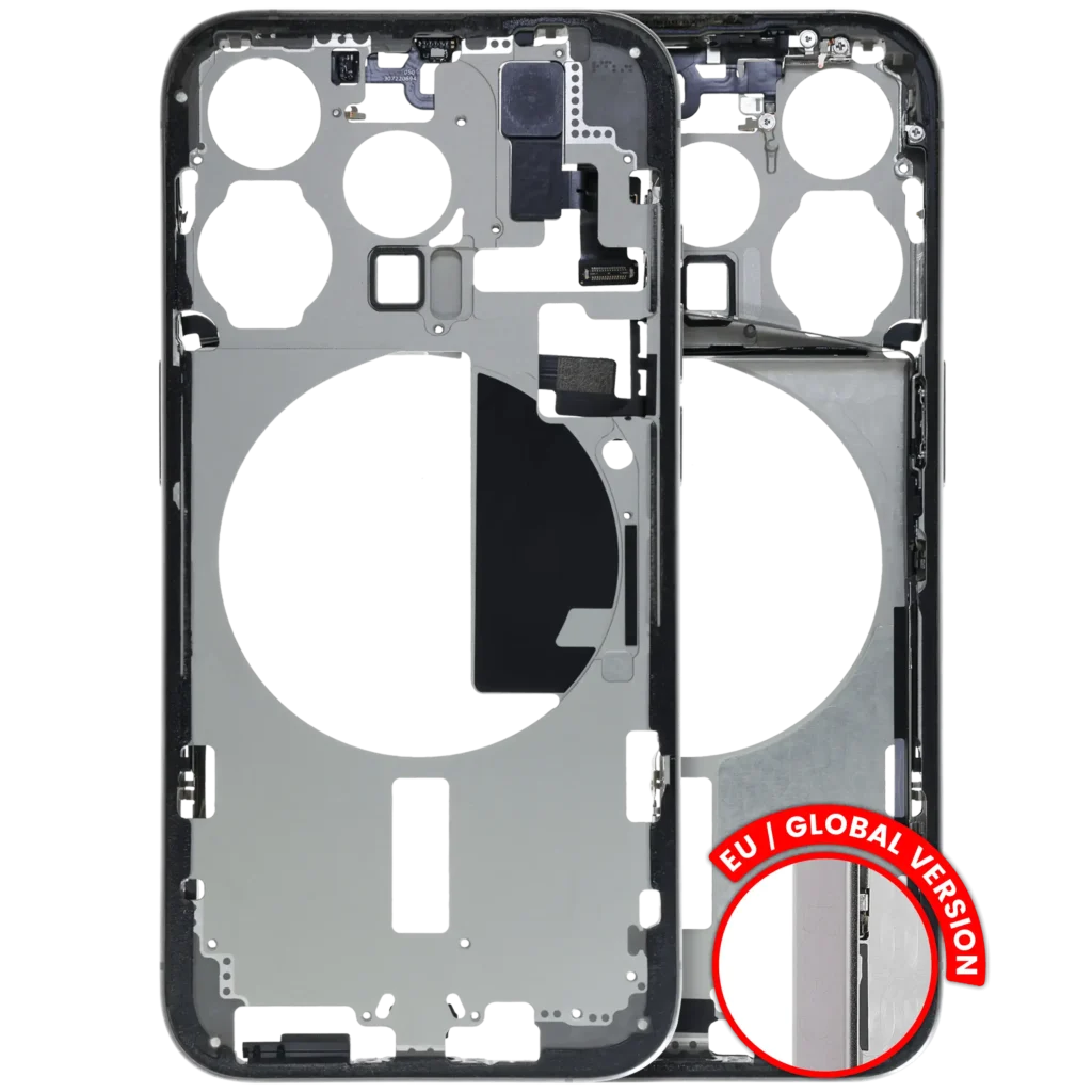 Mid-Frame Housing W/ Small Parts For iPhone 15 Pro (EU / Global Version) (Used OEM Pull: Grade C) (Natural Titanium)