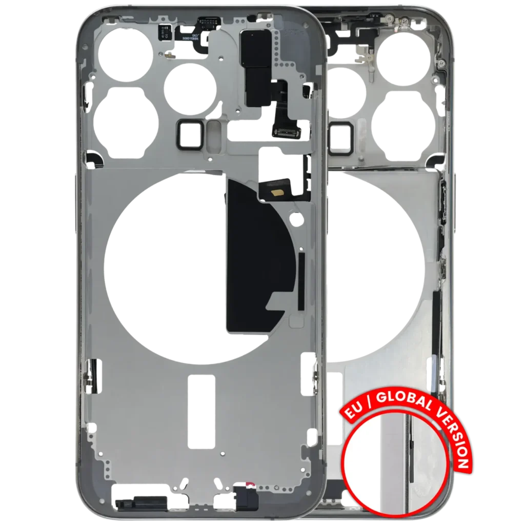 Mid-Frame Housing W/ Small Parts For iPhone 15 Pro (EU / Global Version) (Used OEM Pull: Grade B) (White Titanium)