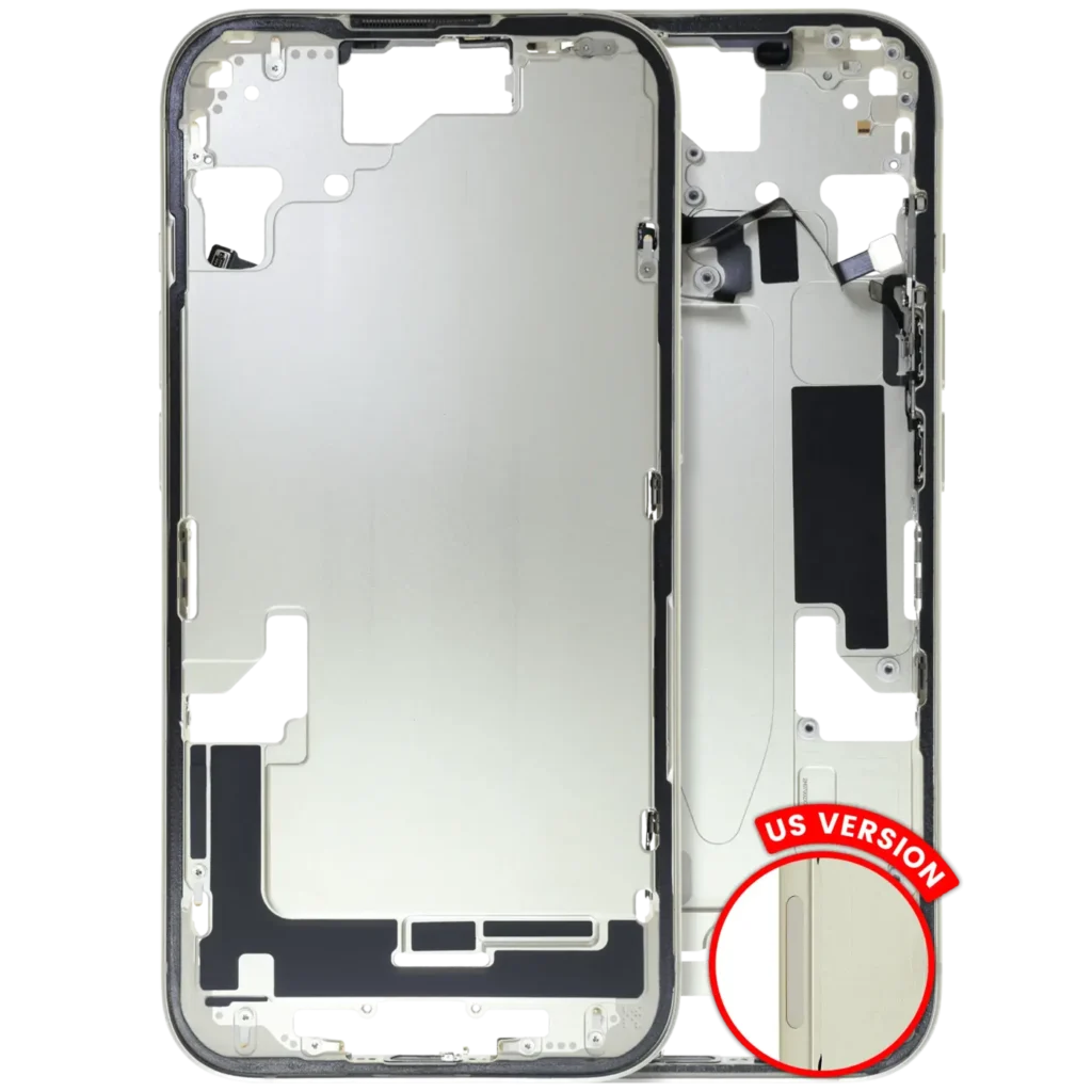Mid-Frame Housing W/ Small Parts For iPhone 15 (US Version) (Used OEM Pull: Grade B) (Yellow)
