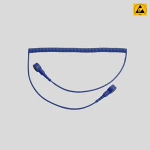 Premium 1.8m Coil Cord (10mm) Snap Both Ends Grounding Cable for Wrist Straps & Electronics Repair (ESD-Safe) (Dark Blue)