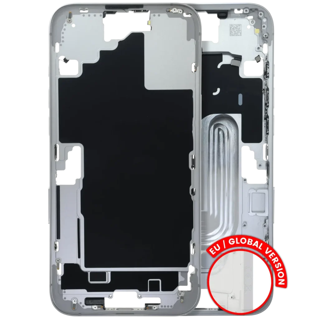 Mid-Frame Housing W/ Small Parts For iPhone 16 Plus (EU / Global Version) (Used OEM Pull: Grade B) (White)