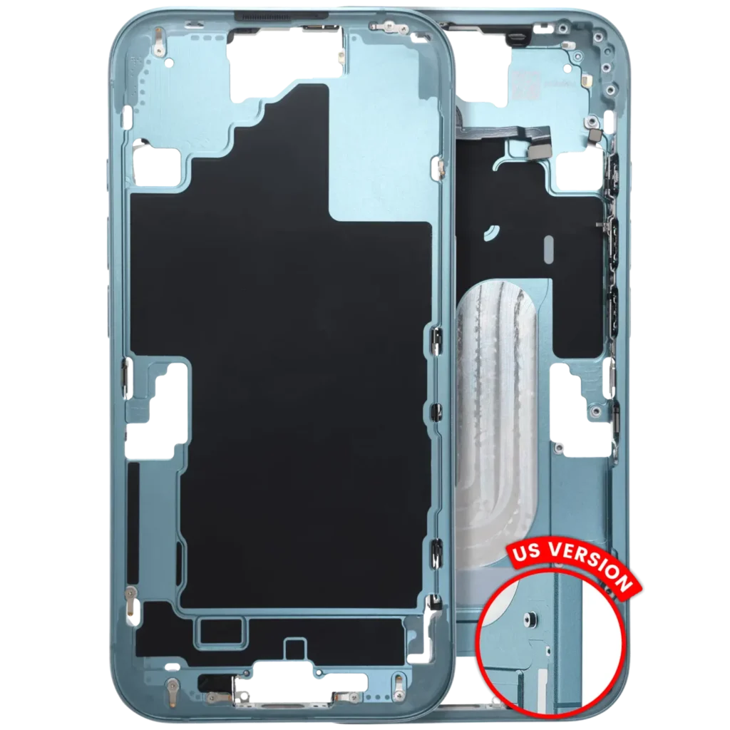 Mid-Frame Housing W/ Small Parts For iPhone 16 (US Version) (Used OEM Pull: Grade C) (Teal)